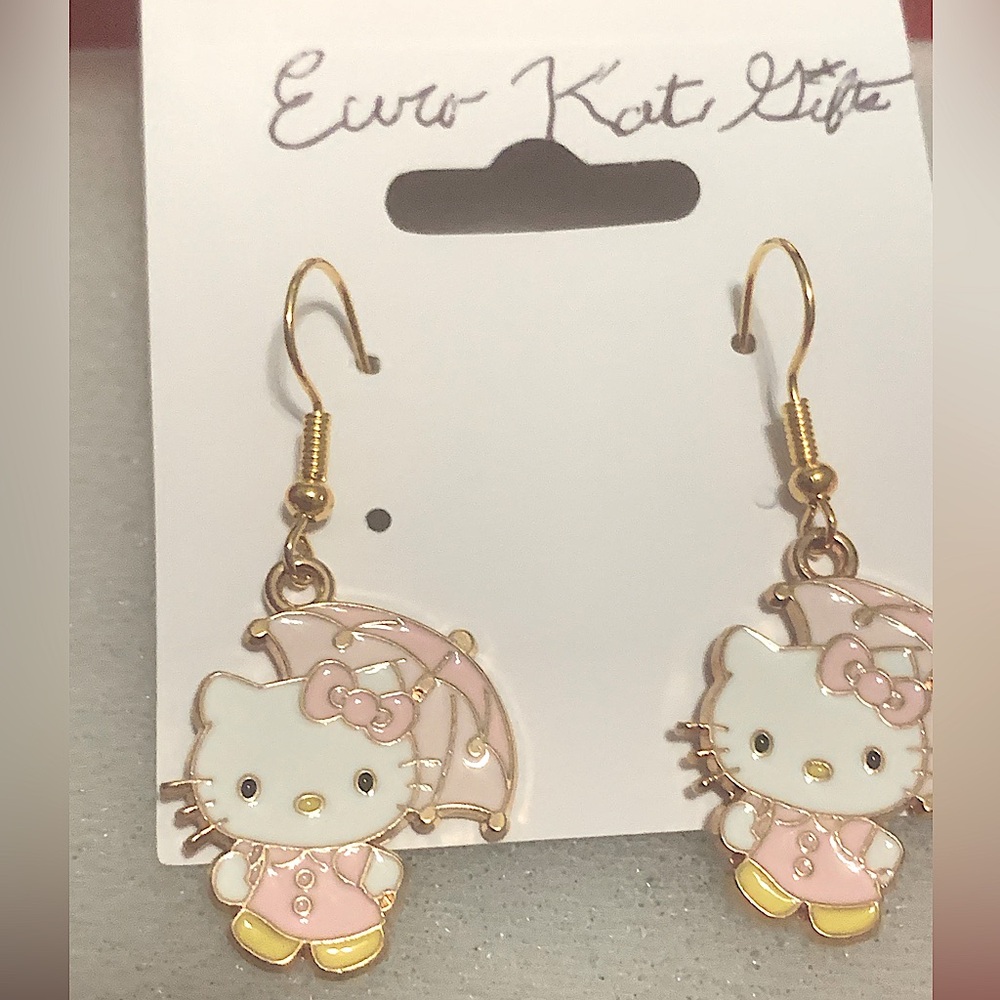 Hello Kitty Earrings Hello Kitty pink kitty with umbrella NEW NWT